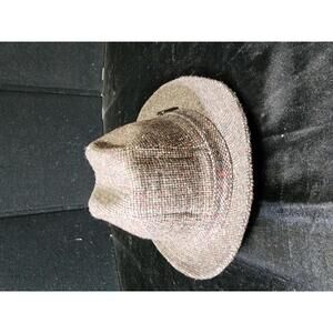 Vintage Stevens Tweed Fedora Hat with Decorative Buckle